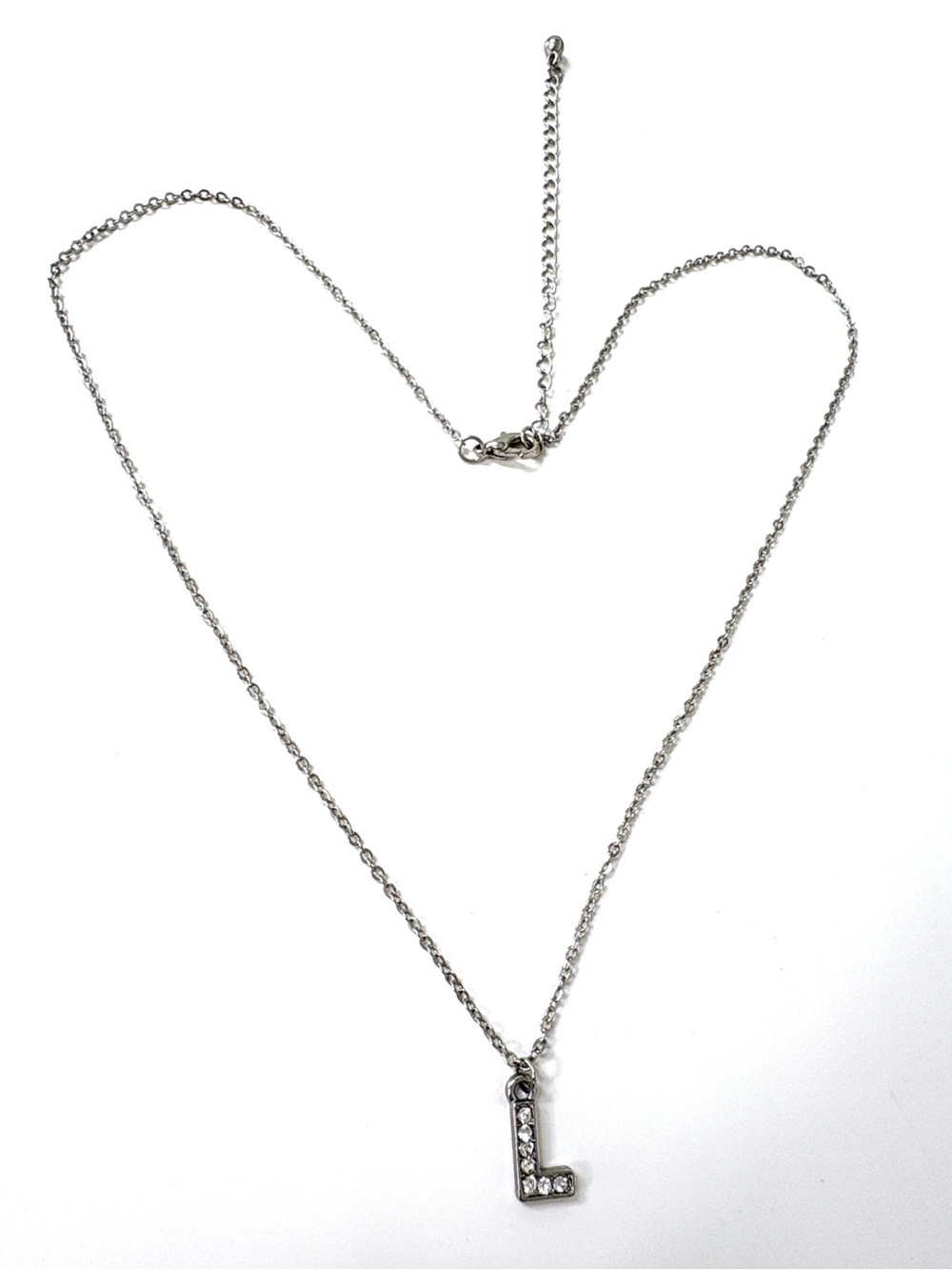 Silver Crystal 'L' Initial Necklace - Women Jewelry